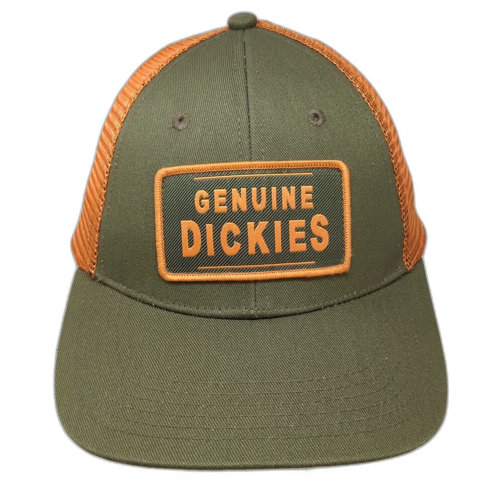 Dickies Trucker Hat Green Orange One Size Genuine Logo Mesh Back Snapback